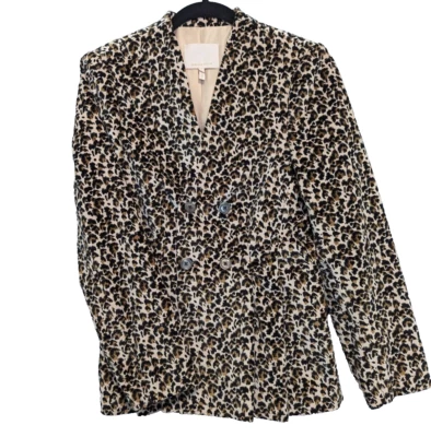 Rebecca Taylor 夹克女式 8 棕褐色豹纹天鹅绒外套天鹅绒动物 — 第 1/4 张图片