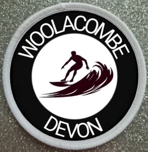 3 Inch Woolacombe Devon Surf Surfer Surfing Iron / Sew on Patch Badge - Picture 1 of 1