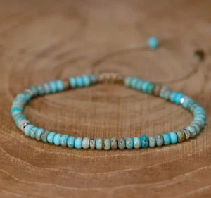 Turquoise 4mm Bead Healing Meditation Chakra Dainty Minimalist Bracelet Gifts - Picture 1 of 1