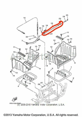 NEW OEM YAMAHA BRUIN 250 2WD BRAKE ROD LEVER SHIFT LINK Foto 1 de 1
