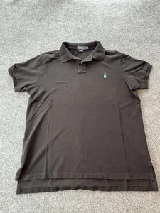Polo Ralph Lauren Polo Shirt Mens XL Black Custom Fit Green Pony Logo Cotton - Picture 1 of 8