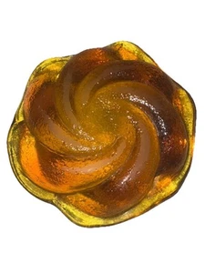 Vintage Fenton? Amber Glass Swirl Ashtray / Trinket Dish Orange Heavy 1970s - Picture 1 of 8