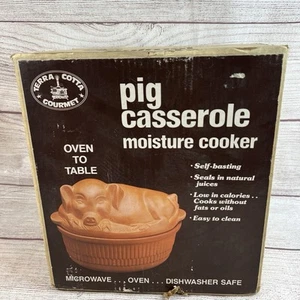 Vintage Gourmet Terra Cotta Clay Pigs Baker Roaster Microwave Oven Made USA - Picture 1 of 11