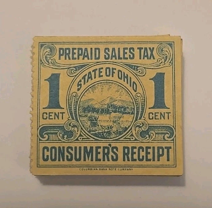 United States 1 Cent State Of Ohio Prepaid Sales Tax Comsumers Receipt Used - Image 1 of 1