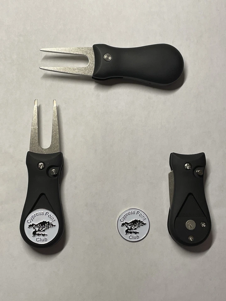 (1) Cypress Point Club 1" Coin Golf Marker & (1) Switchblade Golf Divot Tool