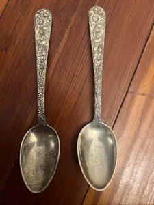 2er SET KIRK & SON 925 STERLING SILBER REPOUSSE TEELÖFFEL - Bild 1 von 10