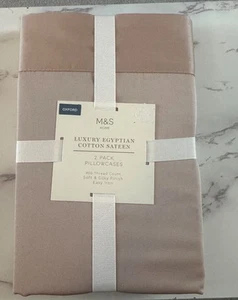 M&S Pack Of 2 Pink Oxford Pillowcases 400 TC Egyptian Cotton BNWT M&S - Picture 1 of 7