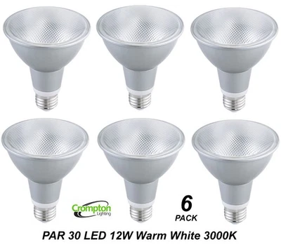 6 x LED PAR30 Floodlight Globes / Bulb 12W 240V E27 Warm White 3000K - Image 1 of 4