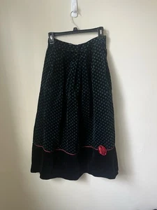Vintage Women’s Skirt Components By Susan Bristol Floral Velvet Black, Green S12 - Picture 1 of 5