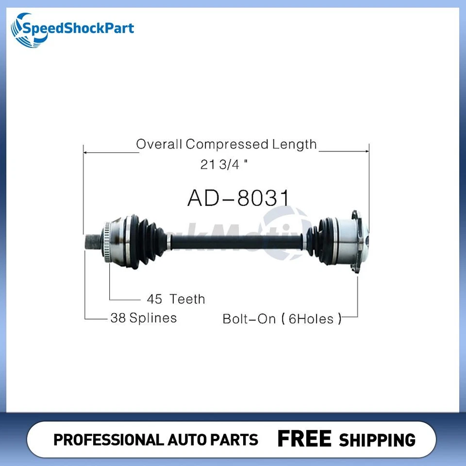 Front Left CV Axle Shaft for Audi A6 Quattro 2.7L 2000 2001 2002 2003 2004 - Image 1 of 1