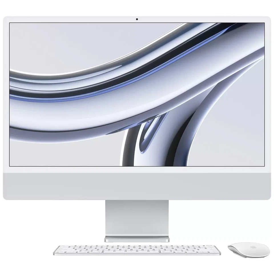 Apple iMac / M3 / 24-inch / 4.5K Display / 8GB / 256GB SSD / Silver - MQR93X/A - Image 1 of 4