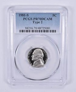 1981-S Jefferson Nickel Type 2 PR70 DCAM PCGS Blue Label *1434 - Picture 1 of 5