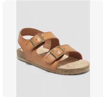 Girls Cat & Jack Double Buckle Reagan Sandals Cognac 11 NWT - Image 1 of 4