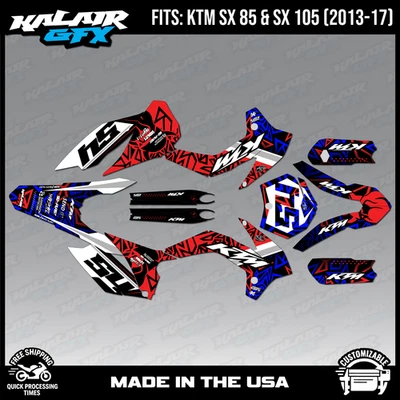 Kit Gráficos para KTM 85SX 105SX SX85 SX105 (2013-2017) Serie Cyrus - Rojo Foto 1 de 4
