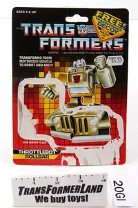 Rollbar Card Throttlebots 1987 Vintage Hasbro G1 Transformers - Picture 1 of 2