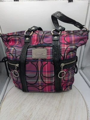 Coach Purple Poppy Canvas/Leather Shoulder Bag F0926-14371 - Image 1 of 4