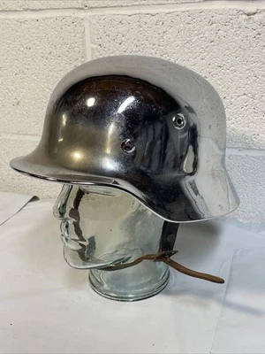 WWII Helmet German Chrome MC Biker Military Liner Band Chin Strap Q64 M35 M40 - Image 1 of 4