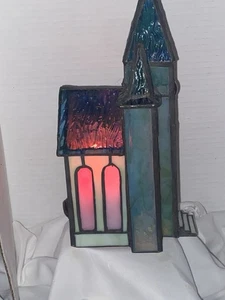 Lampada da tavolo con luce accento chiesa in vetro colorato 8,25"bella quando illuminata-tendenze casa - Foto 1 di 16