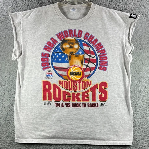 Vintage Houston Rockets Shirt Mens Large L Gray USA 90s NBA Champs Single Stitch Cover
