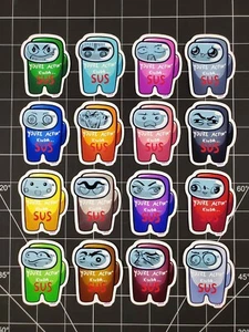 Among Us Stickers | Set of 16 Glossy Vinyl Stickers | Crewmates & Impostors - Picture 1 of 4