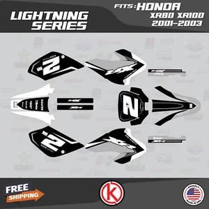 Graphics Kit for HONDA XR80 XR100 (2001-2003) Lightning Series - White - Picture 1 of 6