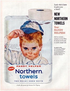 Print Ad Northern Paper Towels 1960 Little Boy Baseball Cap 10.5"x13.5" - Picture 1 of 1