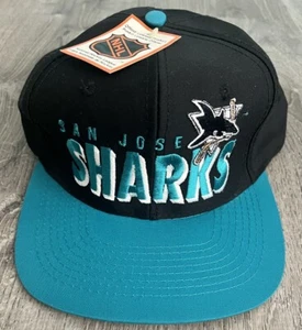 Vintage AJD San Jose Sharks Hat Black Adjustable Snapback Cap NHL - Picture 1 of 4