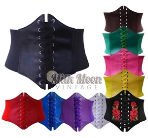 PUNK GOTH ELASTIC CINCH WIDE CORSET BELT LACED STEAMPUNK VINTAGE STYLE SHAPER - Picture 1 of 14