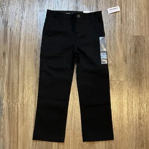 Old Navy Boys Pants Size 5 Straight Chino Built-in-Flex Black Reinforced Knees - Picture 1 of 6
