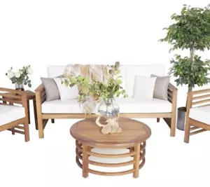 Gartenmöbel Sofa 3 Sitzer Sitzmöbel Terrassenmöbel Holz Couchtisch Komplett - Bild 1 von 1