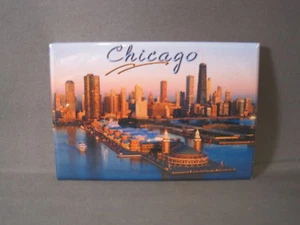 Chicago Skyline Panoramic View Magnet 3 1/4" X 2" Illinois City Souvenir - Picture 1 of 2