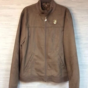 Chaqueta Bomber A Collezioni Para Hombre Imitación Gamuza Marrón Cremallera Completa Hecha en Italia Talla XL - Imagen 1 de 13