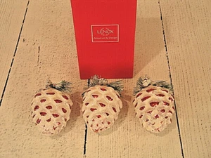 Lenox Snow Capped Pine Cone Christmas Ornaments, Set of 3, Retired - New in Box - Picture 1 of 4