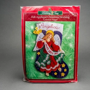 New Bucilla Holiday Time Felt Applique Celestial Angel Christmas Stocking #84191 - Picture 1 of 4