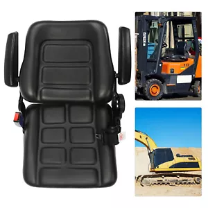 Asiento de tractor universal negro asiento de carretilla elevadora envolvente cinturón de seguridad trasero ajustable - Imagen 1 de 16