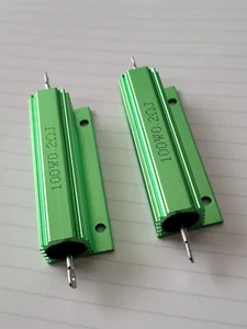 2pcs 100w 0.2 Ohm Aluminum Shell Resistor, Aluminum Housing Resistor, Green - Picture 1 of 4
