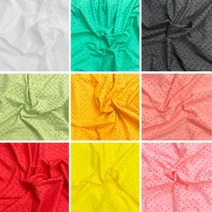 Lussuoso tessuto Broderie Anglaise 100% cotone larghezza 60" 10 colori disponibili - Foto 1 di 11