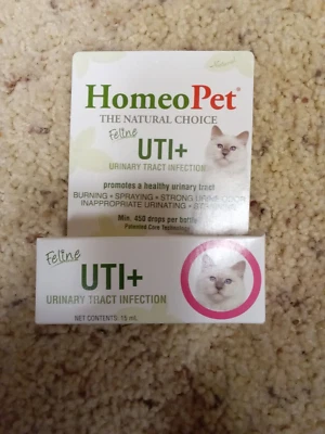 Homeopet Uti Plus Urinary Tract Infection For Cats, 15 Ml Natural Remedy Feline. - Image 1 of 2