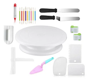 21 Pieces Cake Turntable Carved Pens Baking Accessories Cake Decorating Tools - Picture 1 of 9
