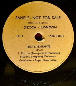 BIZET — JEUX D'ENFANTS — ROGER DÉSORMIÈRE — 78 TOURS — SAMPLE — LONDON AR11268-1 - Picture 1 of 5