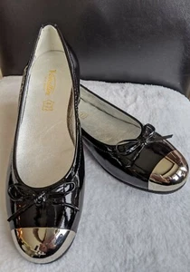 NEW *Venettini* sz 36 *Monica* black patent silver toe girls shoes NIB - Picture 1 of 9