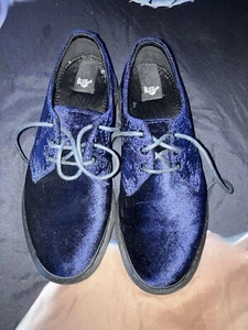 WOMENS DR MARTENS 1461 BROCADE BLUE VELVET LACE UP SHOES. SIZE UK 3 - Picture 1 of 2