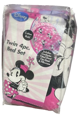 !WOW! Vintage MINNIE MOUSE Pink 4 Piece Twin Bed in a Bag Comforter & Sheet Set - Image 1 of 4