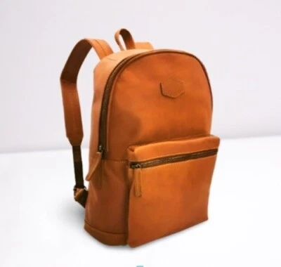 Elegante Mochila de Cuero Tostado Hombres Mujeres Senderismo Mochila Niñas Playa Mochila de Día Foto 1 de 3