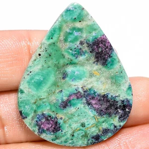 natural RUBY FUCHSITE cabochon loose gemstone 40.35 Cts. (30x38x3 mm) pear shape - Picture 1 of 7