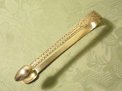 RARE COMPLETELY GILT GEORGIAN SUGAR TONGS ~ FRANCIS PARSONS (EXETER - Ca. 1800) - Image 1 of 4