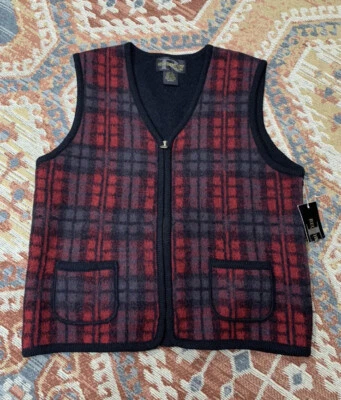 Vintage Vest Sweater 100% Wool Scottish Plaid Tartan Medium New - Image 1 of 4