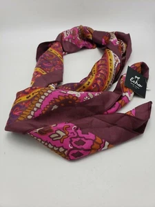 NWT  Echo silk scarf  39" Square paisley fuchsia tones #150A - Picture 1 of 11