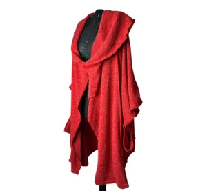 Keshet Oversize womens cardigan. S/M Red Light knit, pockets, one button. - Picture 1 of 9