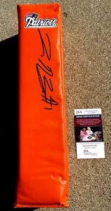 JAVON BAKER Patriots FIRMADO End Zone Pylon Certificado de Autenticidad JSA NUEVA INGLATERRA - Imagen 1 de 2